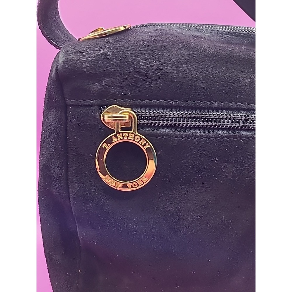 T. Anthony Suede Small Carry-on Shoulder Bag Cosmetic Bag - Picture 2 of 14